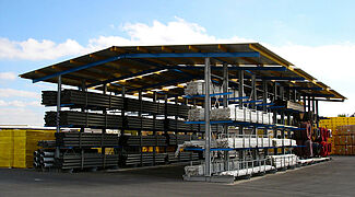 Rack clad warehouse cantilever